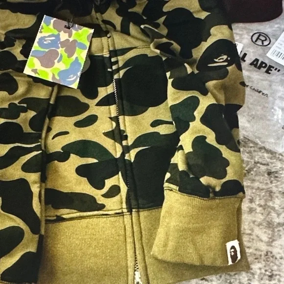 Bape Green Camo Shark Hoodie - Picture 2 of 4